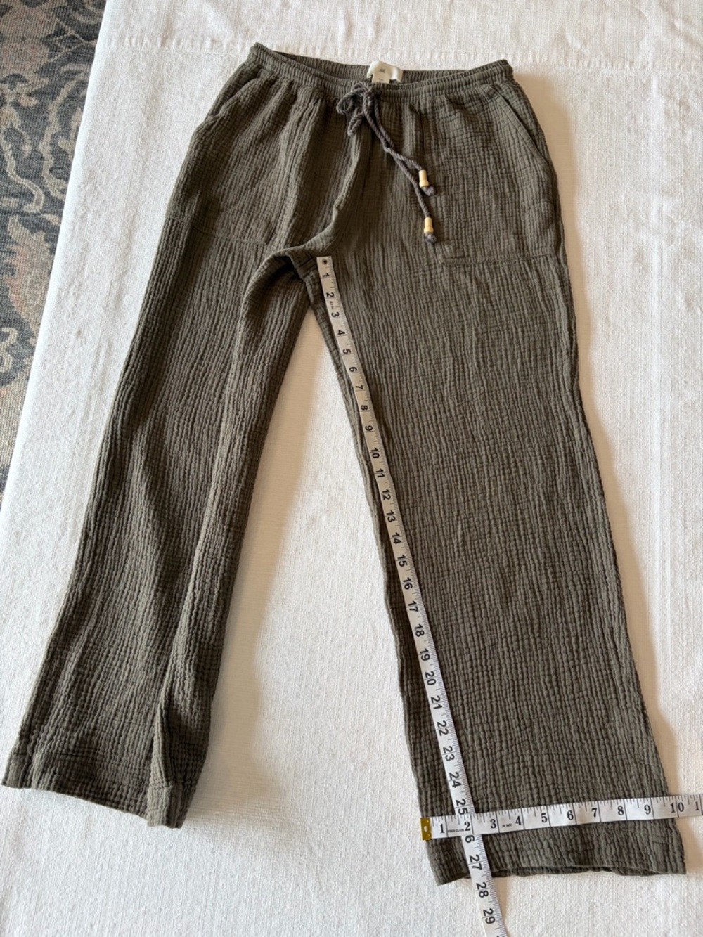 H&M Women’s Muslin Gauze Cotton Pull On Pants Size Small Dark Khaki Green - Picture 7 of 7